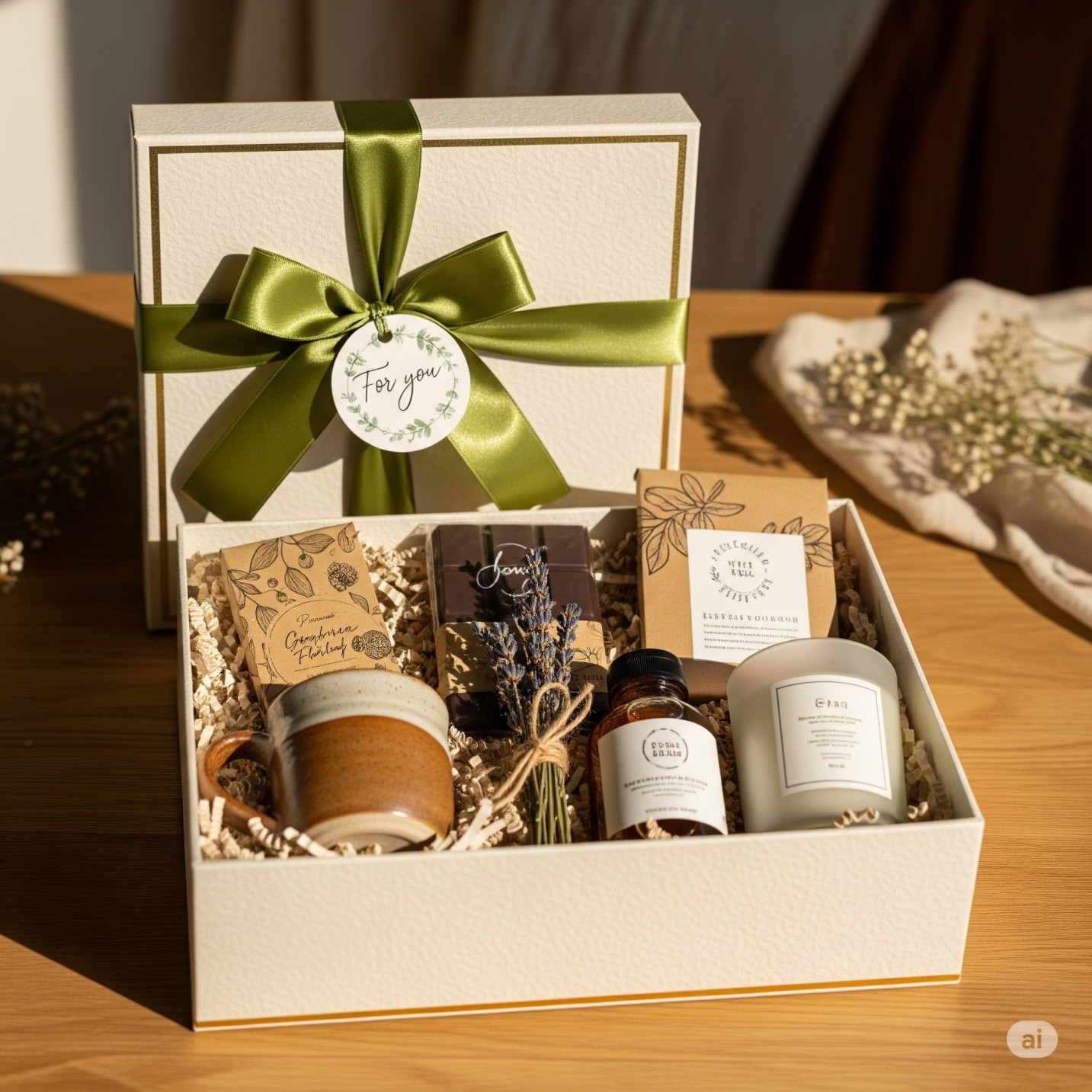 Beautifully curated gift box with artisanal items